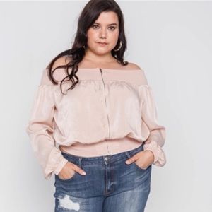 LAST ONE Plus Size Blush Off The shoulder Bomber
